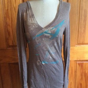 American Eagle Outfitters Brown Long Sleeve Top